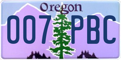 OR license plate 007PBC