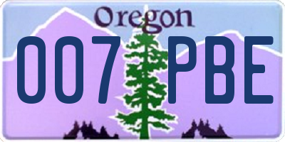 OR license plate 007PBE