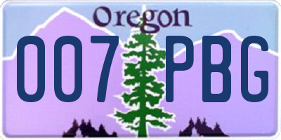 OR license plate 007PBG