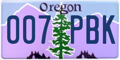 OR license plate 007PBK