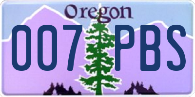 OR license plate 007PBS