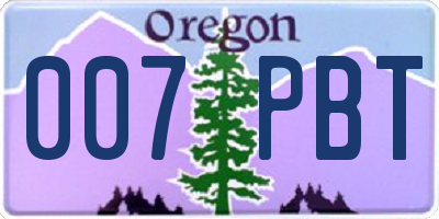 OR license plate 007PBT