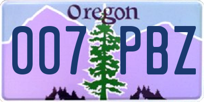 OR license plate 007PBZ