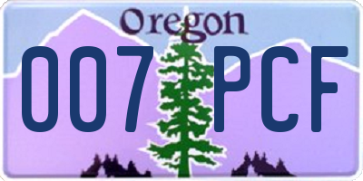OR license plate 007PCF