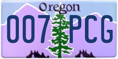 OR license plate 007PCG