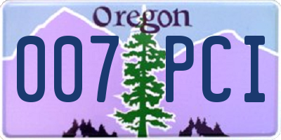 OR license plate 007PCI