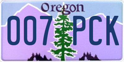 OR license plate 007PCK