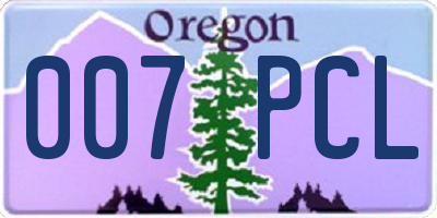 OR license plate 007PCL