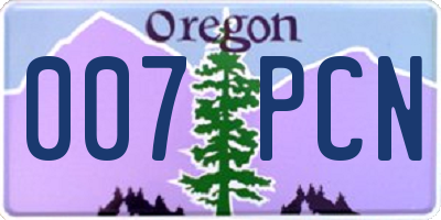 OR license plate 007PCN