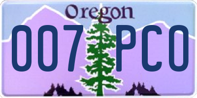 OR license plate 007PCO