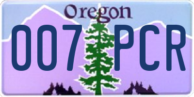 OR license plate 007PCR