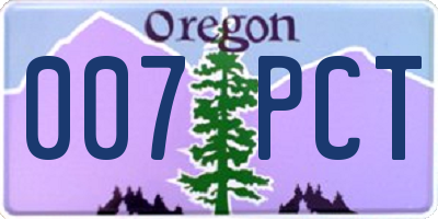 OR license plate 007PCT