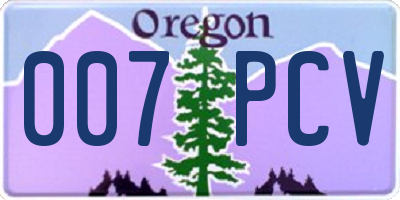OR license plate 007PCV