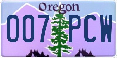 OR license plate 007PCW