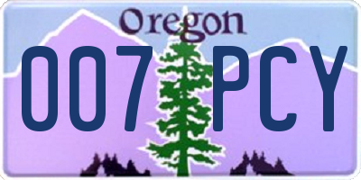 OR license plate 007PCY