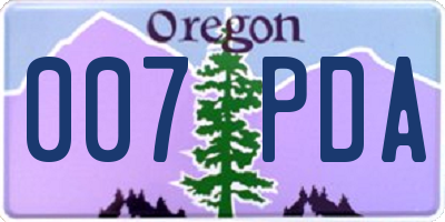 OR license plate 007PDA