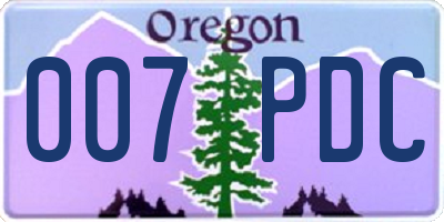 OR license plate 007PDC