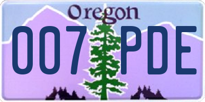 OR license plate 007PDE