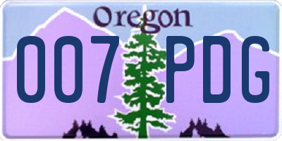 OR license plate 007PDG