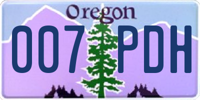 OR license plate 007PDH
