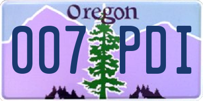 OR license plate 007PDI