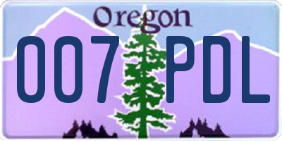 OR license plate 007PDL