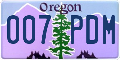 OR license plate 007PDM