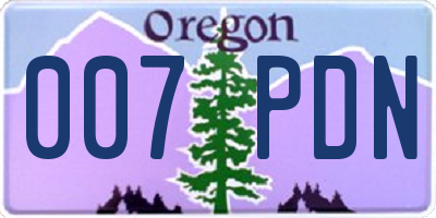 OR license plate 007PDN