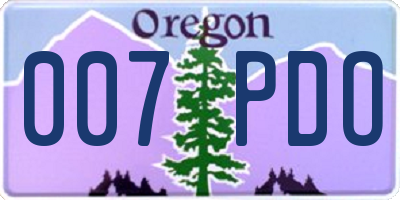 OR license plate 007PDO