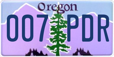OR license plate 007PDR