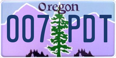 OR license plate 007PDT