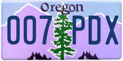 OR license plate 007PDX