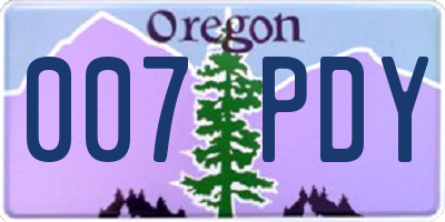 OR license plate 007PDY