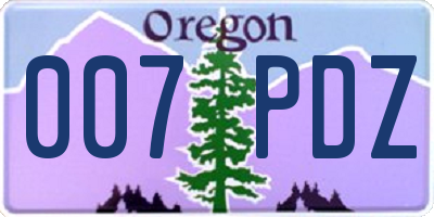 OR license plate 007PDZ