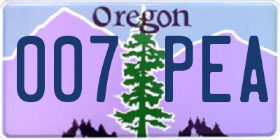 OR license plate 007PEA