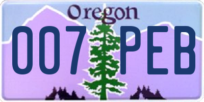 OR license plate 007PEB