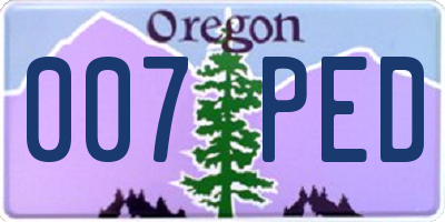 OR license plate 007PED