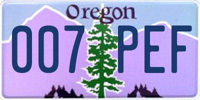 OR license plate 007PEF