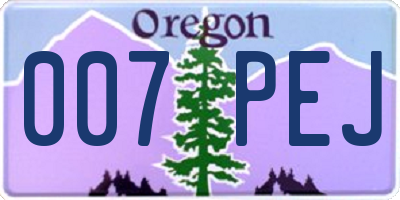 OR license plate 007PEJ