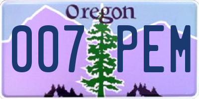 OR license plate 007PEM