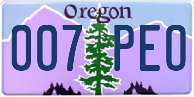 OR license plate 007PEO