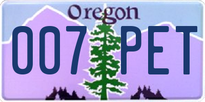 OR license plate 007PET