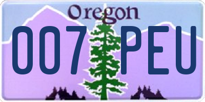 OR license plate 007PEU