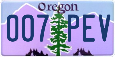 OR license plate 007PEV