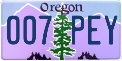 OR license plate 007PEY