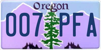 OR license plate 007PFA