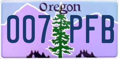 OR license plate 007PFB