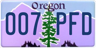 OR license plate 007PFD