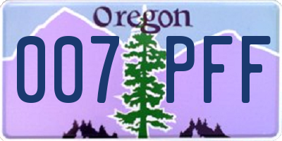 OR license plate 007PFF