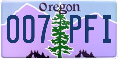 OR license plate 007PFI